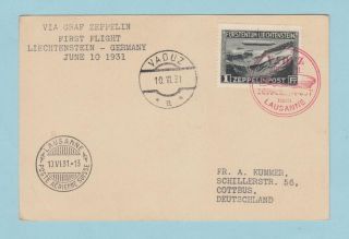 Liechtenstein C7 Zeppelin Post Card To Cottbus Germany