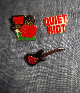 Quiet Riot Vintage 3 Enamel Metal Pins In