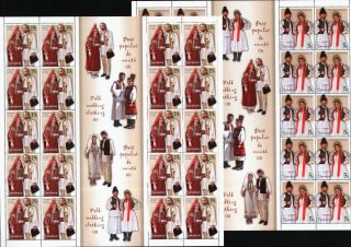 4 Full Sheet,  Gutter=20 Full Set/romania 2020 " Folk Wedding Clothing " Mnh