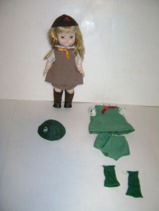 Vintage Effanbee 1966 11 " Girl Scout Brownie Doll Blonde 11 - 944 Extra Outfit