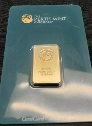 (1) The Perth Australia 10 Gram 99.  99 Pure Gold Bar Assay Card