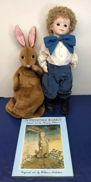 16” Dolls By Jerri Limited Porcelain “velveteen Rabbit And Boy” Book W/ Box Set