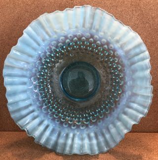 Vintage Fenton Blue Opalescent Hobnail Bowl 10 - 3/4” Dia.