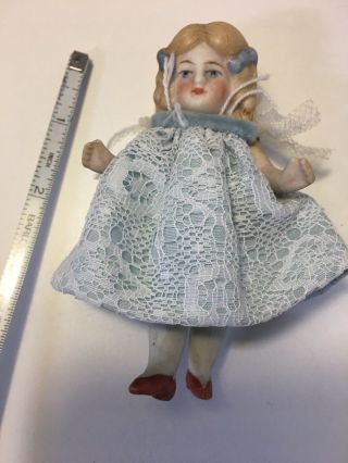 Vintage Porcelain Bisque Made In Germany Miniature Doll,  with Rattles 2
