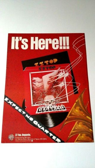 Zz Top " Deguello " (1979) Rare Print Promo Poster Ad
