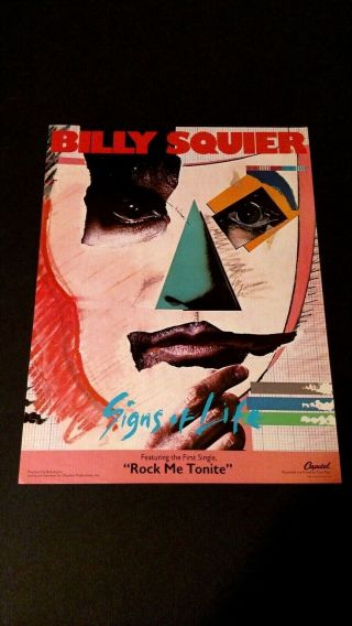 Billy Squier " Signs Of Life " 1984 Rare Print Promo Poster Ad