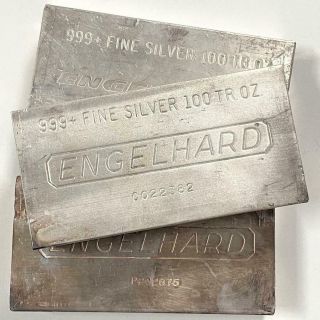 100 oz Engelhard Silver Bar.  999 Silver - Random Designs - Circulated A240 2