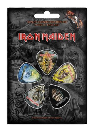 Official Licensed - Iron Maiden - Faces Of Eddie 5 Guitar Plectrum / Picks Pack