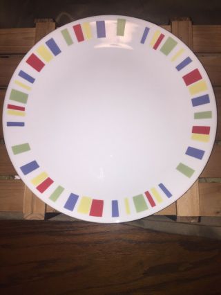 Corelle Memphis Dinner Plate 10.  5” Colored Rectangular Blocks Rim Ii