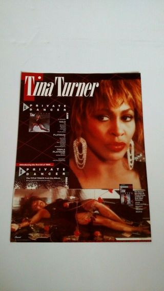 Tina Turner " Private Dancer " (1984) Rare Print Promo Poster Ad