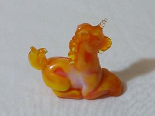 Boyd Glass Orange Slag Little Luck Mini Lucky Unicorn Art Glass Figurine