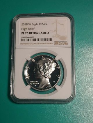 2018 - W Proof American Palladium Eagle Coin High Relief Ngc Pf70 Ultra Cameo Ucam