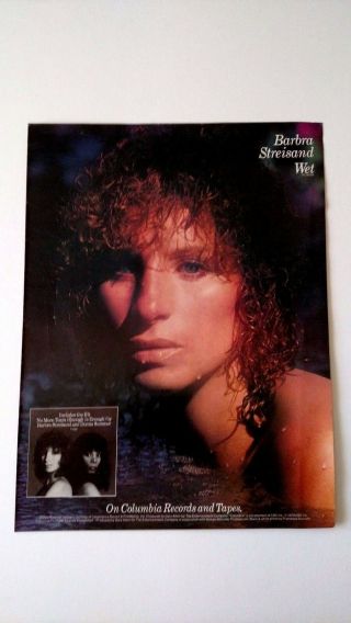 Barbra Streisand " Wet " (1979) Rare Print Promo Poster Ad