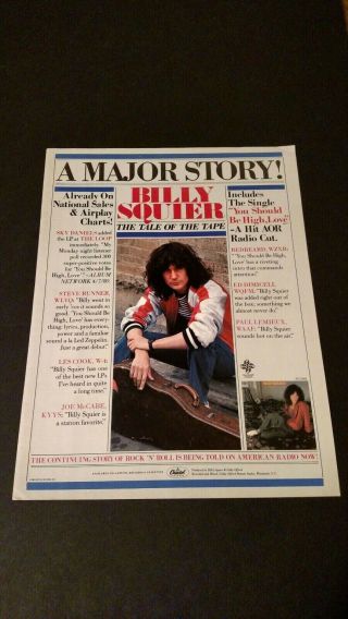 Billy Squier The Tale Of The Tape (1980) Rare Print Promo Poster Ad