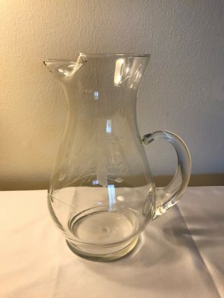 Princess House Heritage Etched Crystal 10 1/4 Inch Pitcher