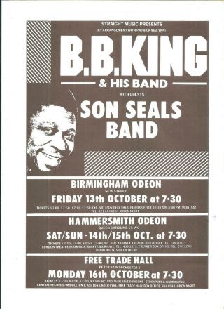 B.  B King 1978 Tour Poster 30 X 20 Cms