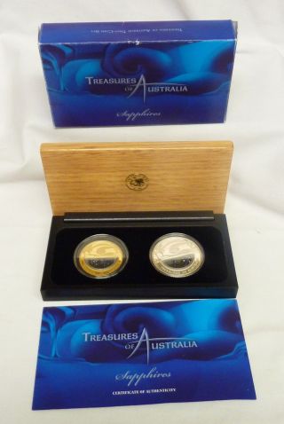 2007 Treasures Of Australia 1oz Gold And 1oz Silver Set With Sapphires I - 8511
