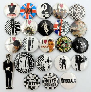 Ska,  Two Tone & Madness Badges 23 X Vintage Pin Badges Walt Jabsco