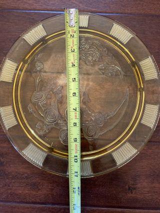 Vintage Yellow Gold Depression Glass Cake Plate/Serving Platter 2