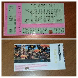 1995 The Warped Tour Pacific Coliseum - Laminated With Packing Tape Ticket Stub