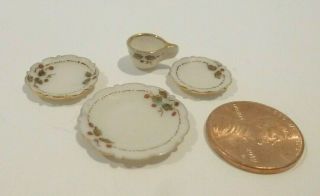 Jo Parker Miniature Porcelain Place Setting 4 Piece Plate,  Cup Saucer & Bowl