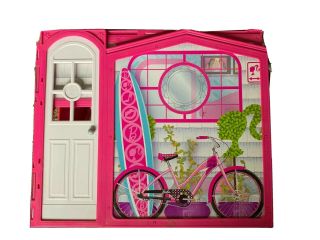 Barbie 2009 Glam Vacation Beach House Fold Out Doll House Mattel W/accessories
