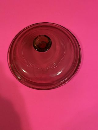 Pyrex Visionware Cranberry Glass Replacement Lid V - 1 - C Vented & Ribbed