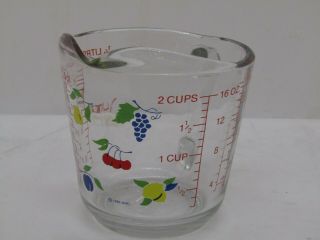 Anchor Hocking 2 Cup Clear Glass Measuring Cup With Hand - Painted Decoration.
