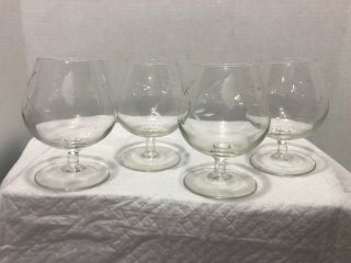 Princess House Heritage Brandy Snifters Glasses Set Of 4 Etched Crystal