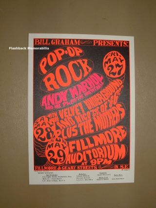 1966 FILLMORE HANDBILL Postcard BG 8 ANDY WARHOL Zappa VELVET UNDERGROUND & NICO 3