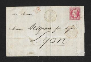 China Shanghai French Bureau To France Cover 1867