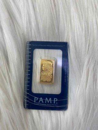 1/2 Oz Gold Bar Pamp Card W Serial & Certificate Suisse Lady Fortuna
