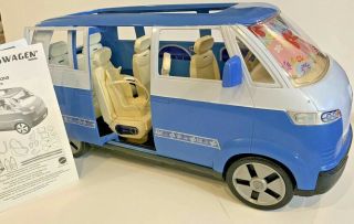 2002 Barbie Volkswagen Microbus Van Mattel Blue Horn/door Baby Car Seat