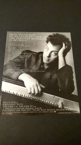 Billy Joel Greatest Hits (1985) Rare Print Promo Poster Ad