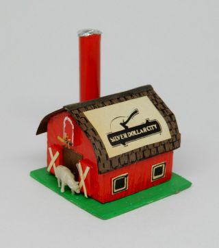 Vintage Wooden Barn & Silo Nursery Toy Artisan Dollhouse Miniature 1:12