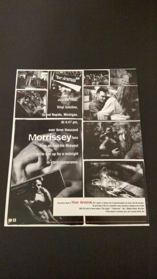 Morrissey " Your Arsenal " (1992) Rare Print Promo Poster Ad
