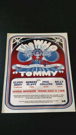 The Who Performing Rock Opera " Tommy " 1989 Rare Print Promo Poster Ad