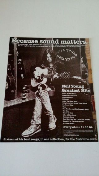 Neil Young " Greatest Hits " (2004) Rare Print Promo Poster Ad