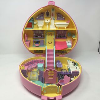 1992 Vintage Bluebird Lucy Locket Large Polly Pocket Play Case Pink Heart Empty