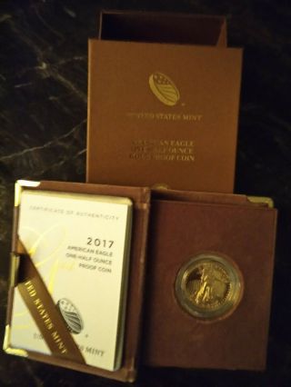 2017 Gold 1/2 Oz $25.  American Eagle " W " Ogp W/coa