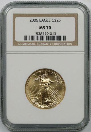 2006 Gold Eagle $25 Half - Ounce Ms 70 Ngc 1/2 Oz Fine Gold