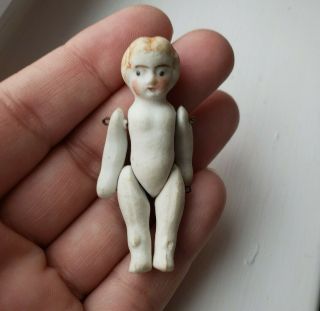 Tiny Bisque Antique Jointed German Doll - Wire Jointed Arms And Legs