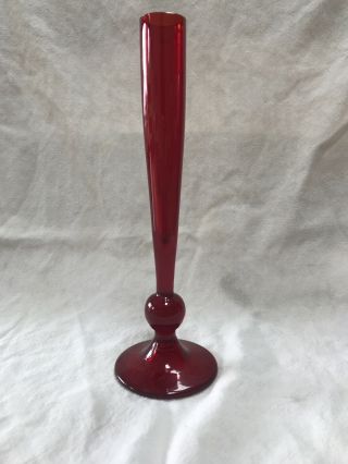 Whitefriars Ruby Red Glass Bud Vase.  19cm