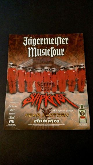 Slipknot " Jagermeister Music Tour " 2004 Rare Print Promo Poster Ad