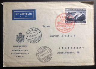 1931 Vaduz Lichtenstein Graf Zeppelin Lz 127 Cover To Stuttgart Germany C8