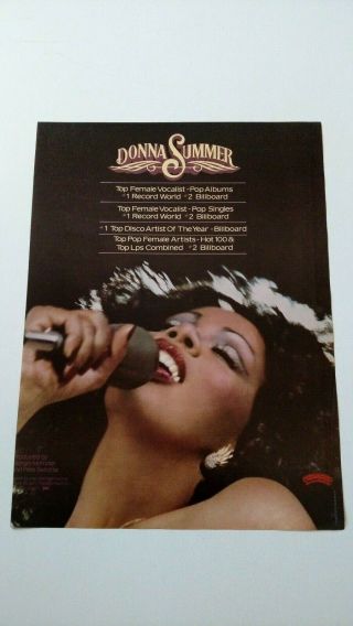 Donna Summer Top Female Artist (1978) Rare Print Promo Poster Ad