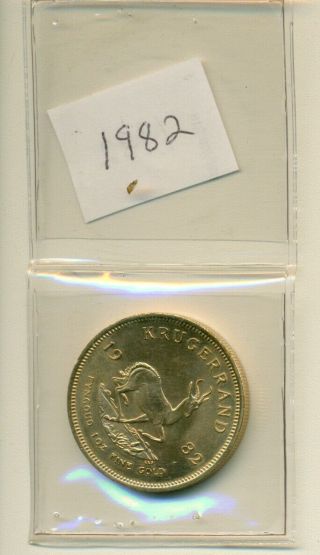 1982 1 Oz.  South African Gold Krugerrand Bullion Coin