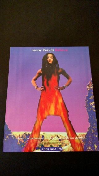 Lenny Kravitz " Believe " (1993) Rare Print Promo Poster Ad