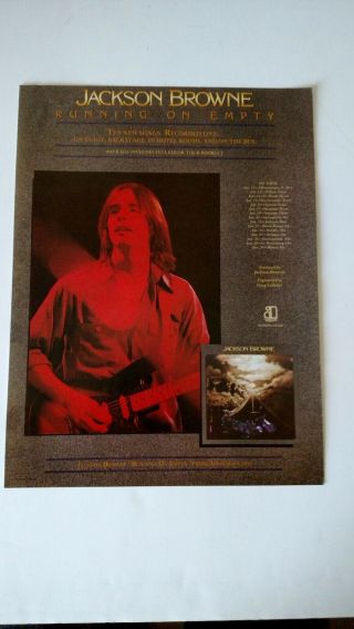 Jackson Browne.  Running On Empty 1977 Promo Poster Ad