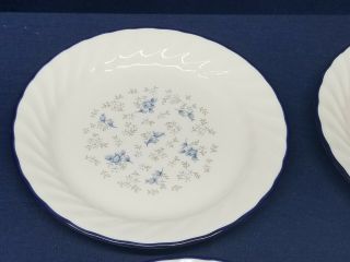 Corelle " Blue Fleur " Salad/luncheon Plates Set Of 4 Swirled Rim/blue Flowers
